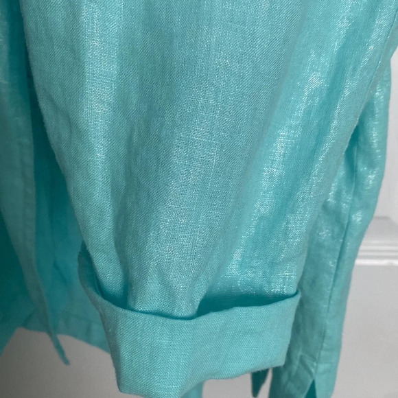 Elliott Lauren Open Jacket in Sky Blue 100%Linen Size 10 - Picture 5 of 12